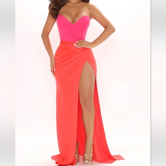 Maxi dress/ fushia combo - Picture 2 of 4